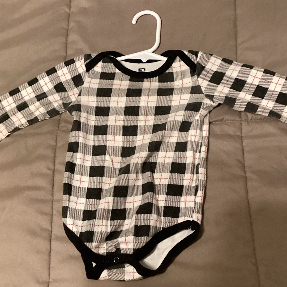 Plaid Long Sleeve Baby Onesie
